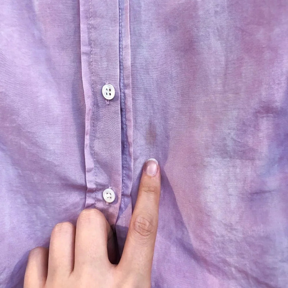 Raquel Allegra Silk Blend Pink Tie Dye Button Down V Neck Long Sleeve Blouse S - Picture 5 of 13